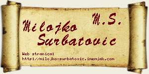 Milojko Šurbatović vizit kartica